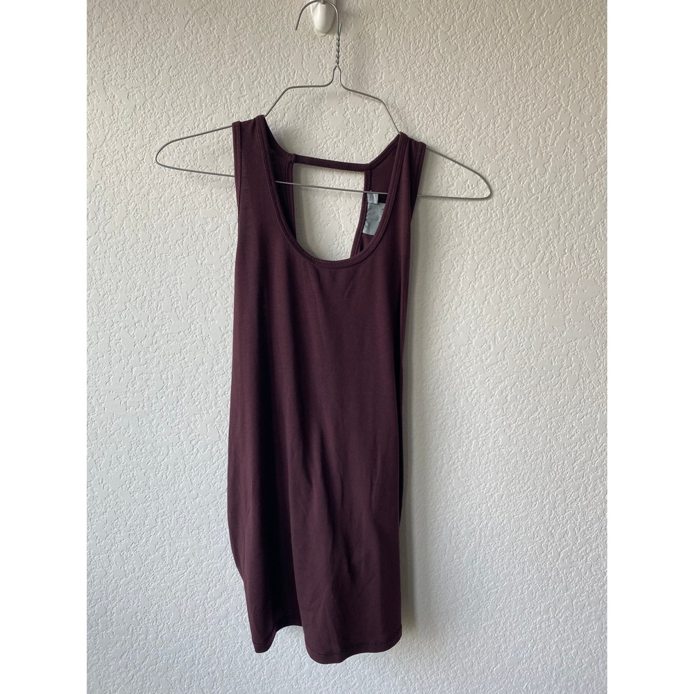 Athleta Women Solid Drape Back Athleisure Tank Top Size S Burgundy Maroon